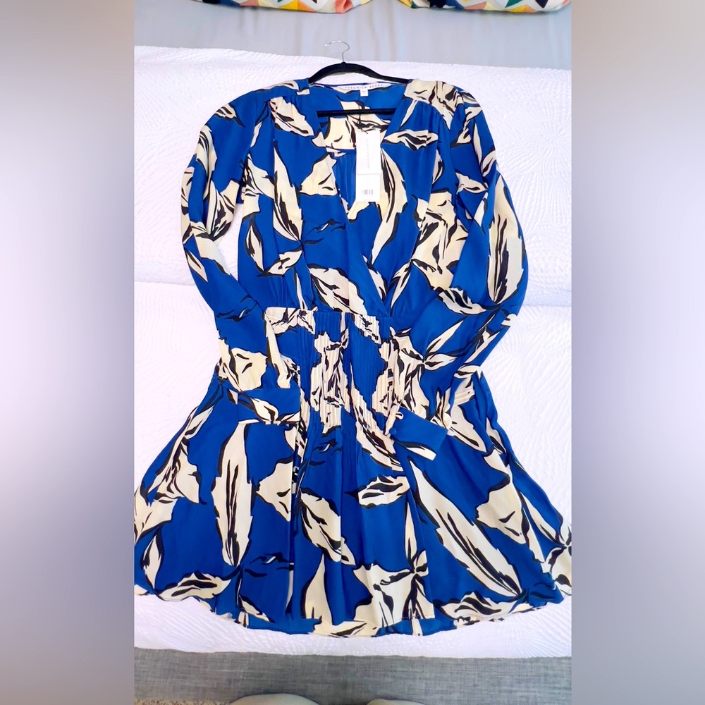 VERONICA BEARD: Brand New Electric Blue/Cream/Black Dress - Size 10